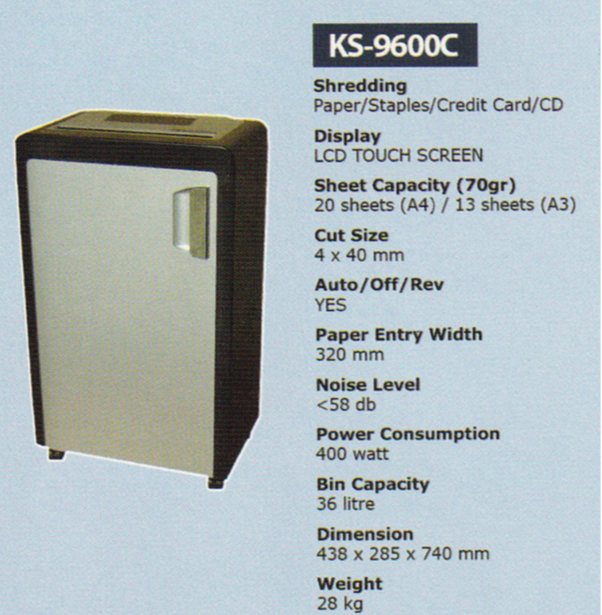 Mesin Penghancur Kertas Kozure KS-9600C